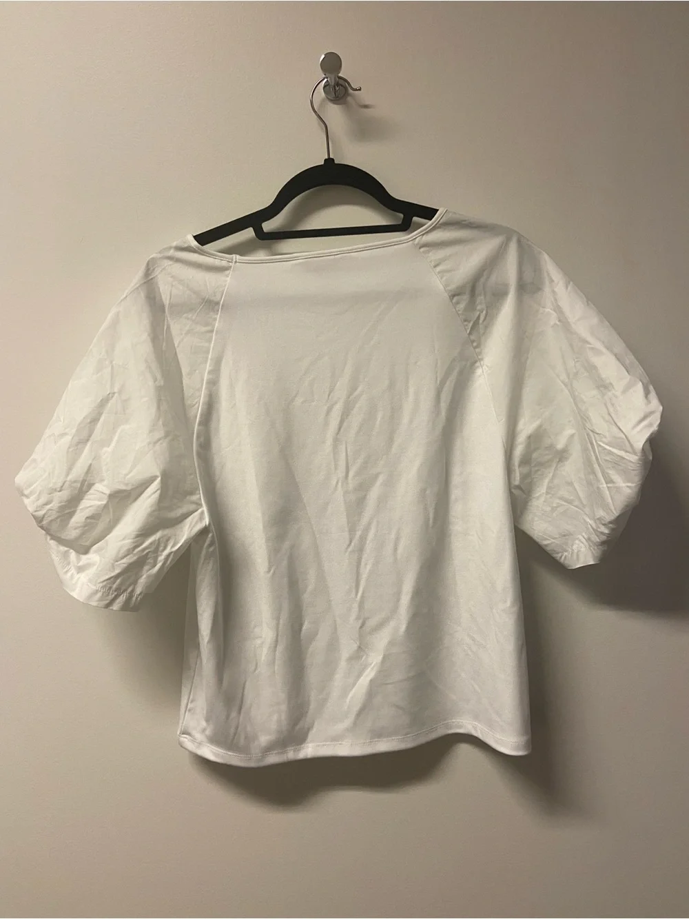 Banana Republic White Puff-Sleeve Boatneck Blouse